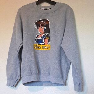 Anime Gray Crewneck Sweater with Anime Graphic